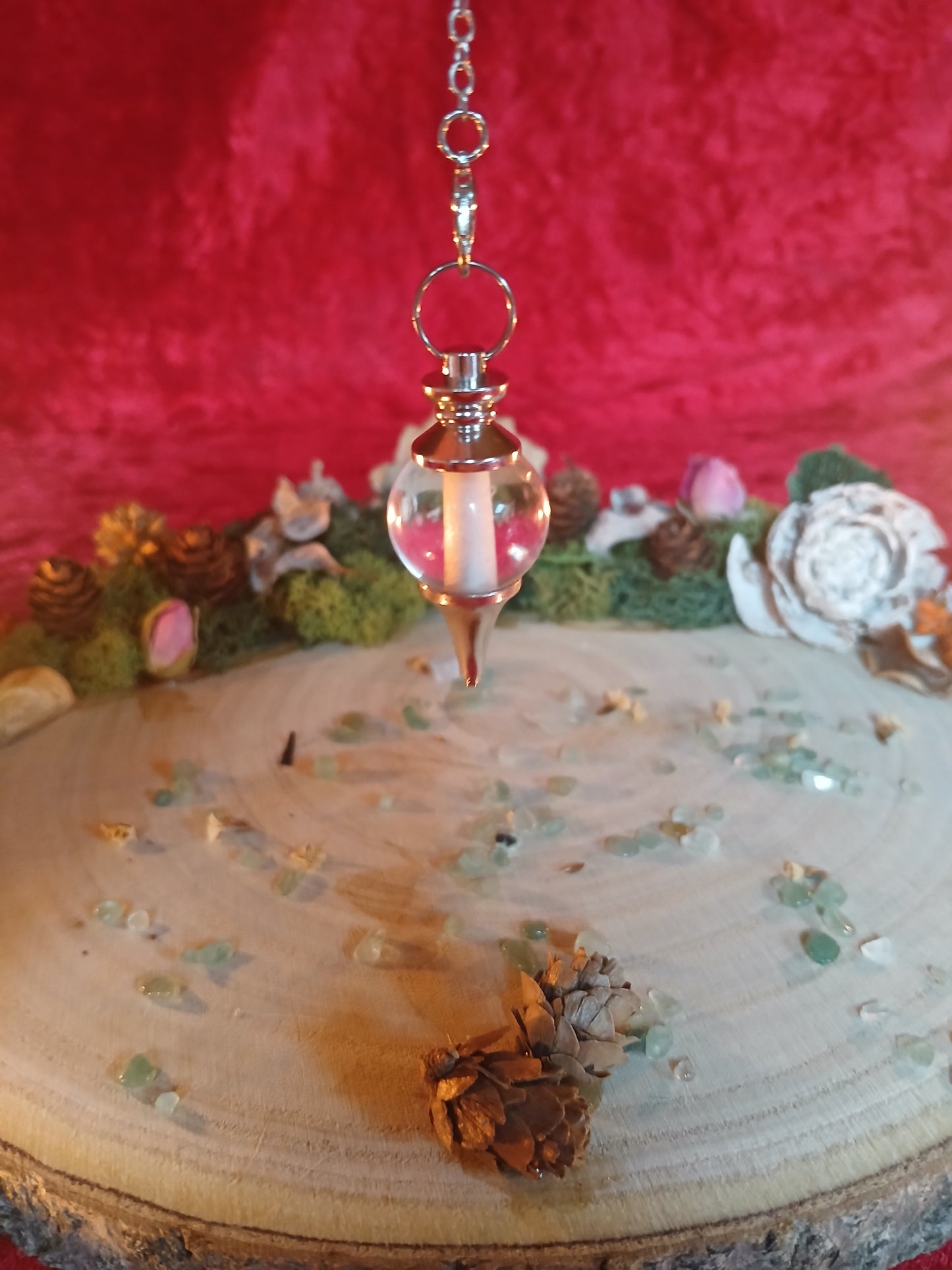 Pendule cristal de roche boule