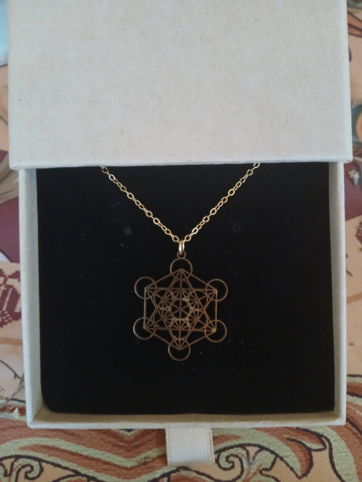 Pentacle Metatron acier inoxydable or