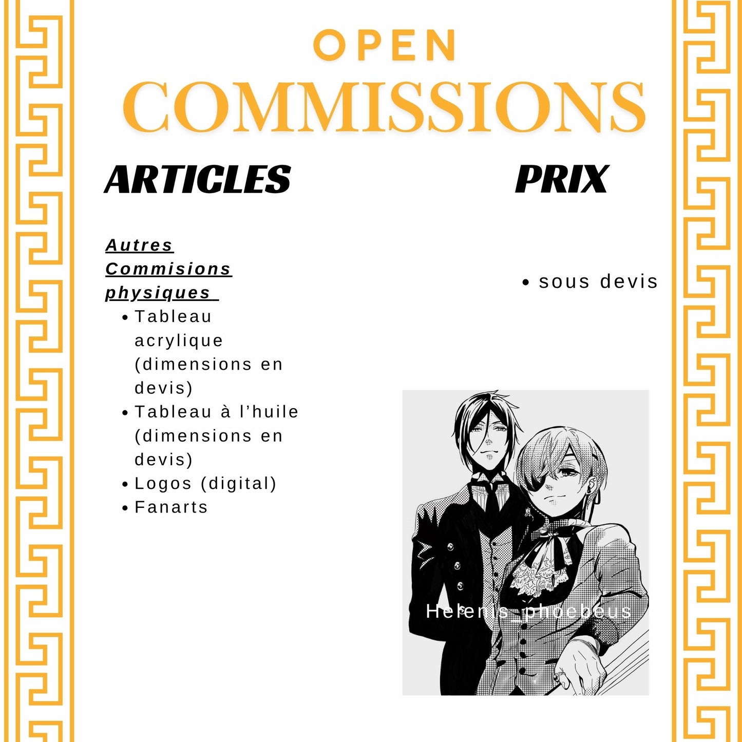OPEN ARTIST COMMISSIONS - sous devis !