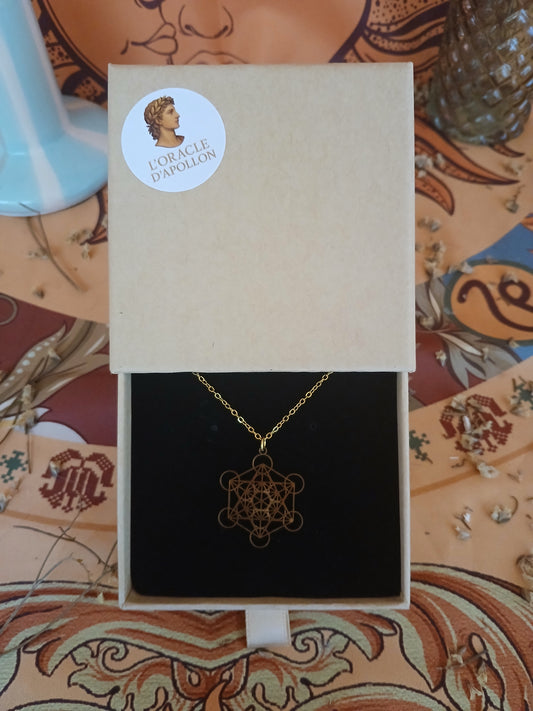 Pentacle Metatron acier inoxydable or