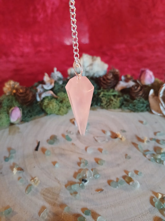 Pendule Quartz rose pointe facettée A