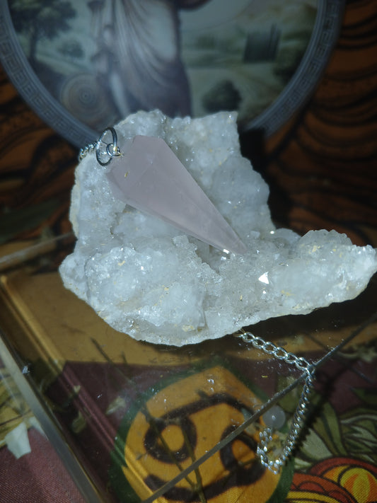 Pendule Quartz rose pointe facettée A