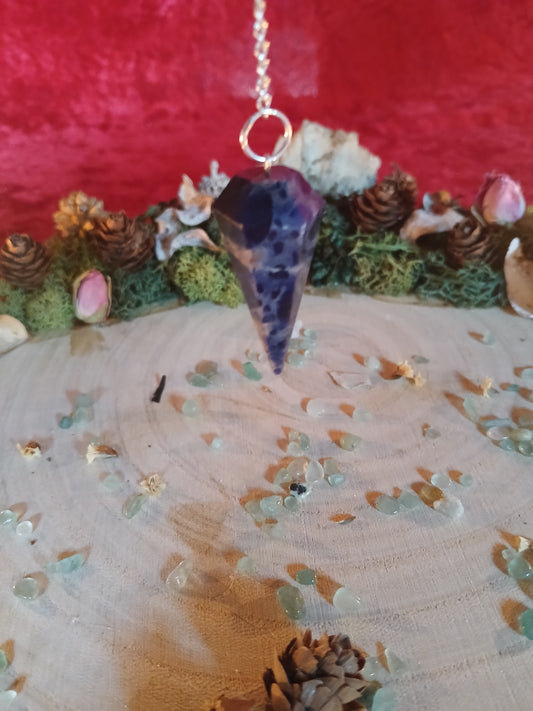 Pendule pointe facettée sodalite